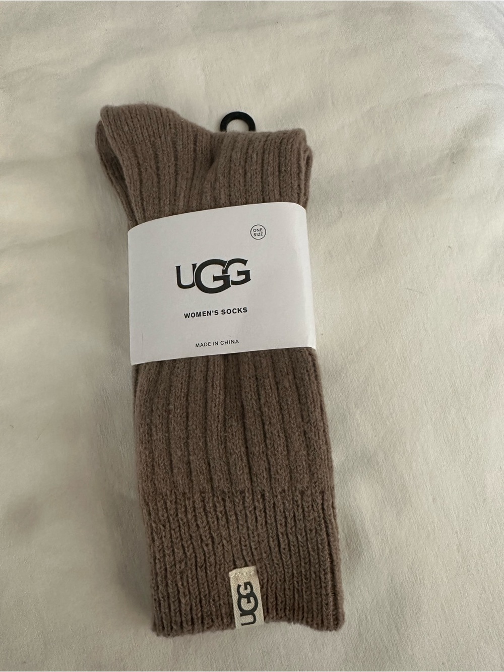UGG Ribbed Crew Socks in Taupe Brown